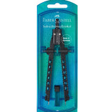 FABER CASTELL BALAUSTRONE FACTORY COMPASSO IN ALLUMINIO CON MINE E PARTI DI RICAMBIO BLU
