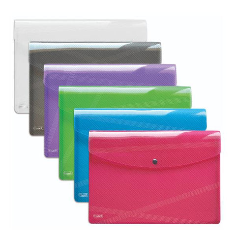 FAVORIT HAWAI BUSTA CON BOTTONE IN PP 180X250 mm A5 COLORI ASSORTITI