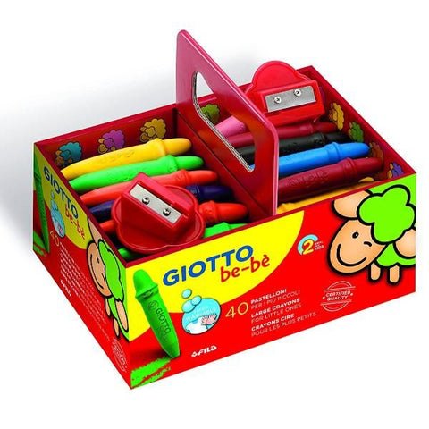 GIOTTO BEBE SCHOOL PASTELLONI A CERA TRATTO 5 mm CON 2 APPUNTAMATITONI COLORI ASSORTITI CONF 40 Pz.