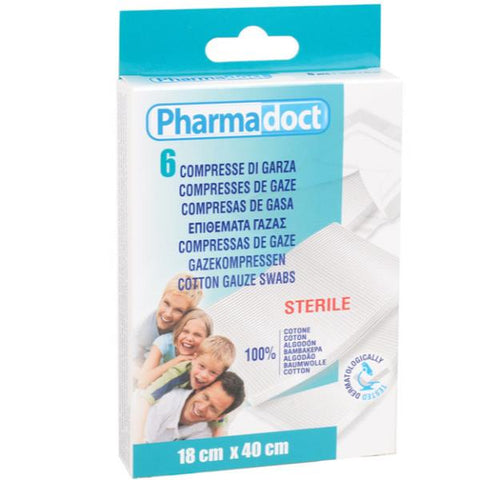 GIMA PHARMADOCT COMPRESSE DI GARZA STERILE 18X40 CM BIANCO CONF 6 Pz.