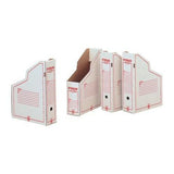 KING MEC STORAGE SCATOLE ARCHIVIO PORTARIVISTE 260X350 mm DORSO 9.3 CM COL. BIANCO/ROSSO CONF 32 Pz.