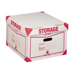 KING MEC STORAGE SCATOLA ARCHIVIO IN CARTONE 410X270X430 MM COL. BIANCO/ROSSO CONF 12 PZ.