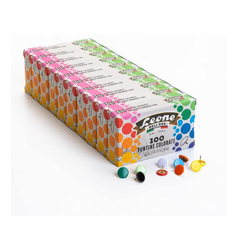 LEONE DELL'ERA PUNTINE EN METALLO E PLASTICA COLORI ASSORTITI CONF 10 X 100 Pz.