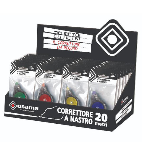 OSAMA ESPOSITORE CORRETTORE A NASTRO 20 MT COLORI ASSORTITI CONF 36 Pz.