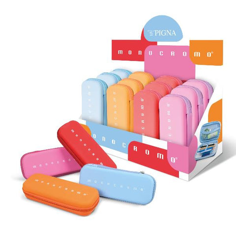 PIGNA MONOCROMO ESPOSITORE ASTUCCIO OVALE IN SILICONE 12X20 CM CHIUSURA CON ZIP COLORI ASSORTITI CONF 12 Pz.