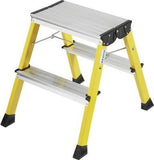 Krause Rolly - Stufenleiter - 2 Stufen - 2 Abschnitte - Arbeitshhe: 2.45 m - Aluminium - Gelb