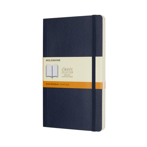 MOLESKINE CLASSIC NOTEBOOK TACCUINO LARGE 13X21 CM 192 PAGINE A RIGHE COPERTINA MORBIDA CON ELASTICO BLU