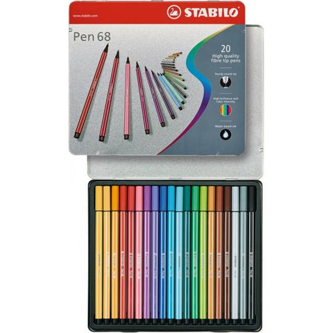 STABILO PEN 68 PENNA PER GRAFICA TRATTO 1 MM COLORI ASSORTITI ASTUCCIO IN METALLO CONF. 20 Pz.