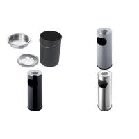 helit Standascher, rund, schwarz, Durchmesser: 340 mm Hhe: 490 mm, aus Metall, mit Abfallbehlter, Einwurf- (H2516095)