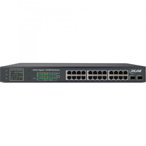 InLine PoE+ Gigabit Network Switch 24 porte, 1Gb/s, 2xSFP, 19" (incl. staffe)