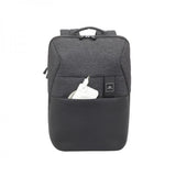 RIVACASE ZAINO NOTEBOOK FINO A 16" IN POLIESTERE E POLIURETANO CHIUSURA ZIP NERO GRIGIO