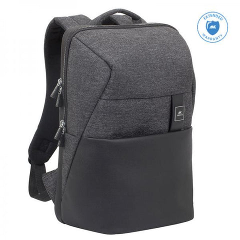 RIVACASE ZAINO NOTEBOOK FINO A 16" IN POLIESTERE E POLIURETANO CHIUSURA ZIP NERO GRIGIO