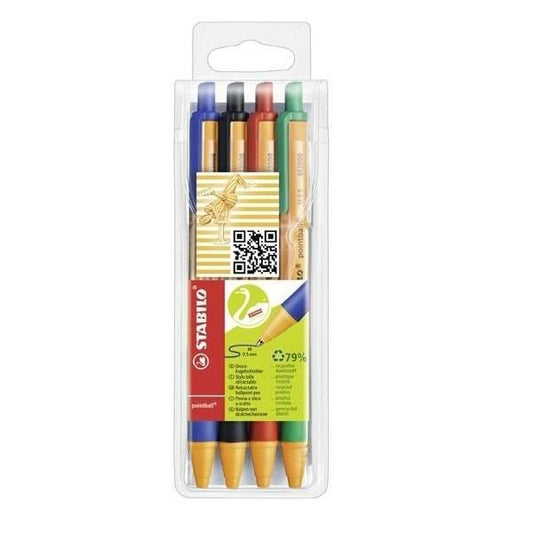 STABILO POINTBALL PENNA A SFERA A SCATTO PUNTA CONICA 0.5mm COLORI ASSORTITI CONF 4 Pz.