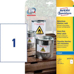 AVERY-ZWECKFORM J4775-10 ETICHETTE AUTOADESIVE IN POLIESTERE PER STAMPANTI INKJET 210X297 MM 10 FOGLI X 1 ETICHETTA/FOGLIO BIANCO