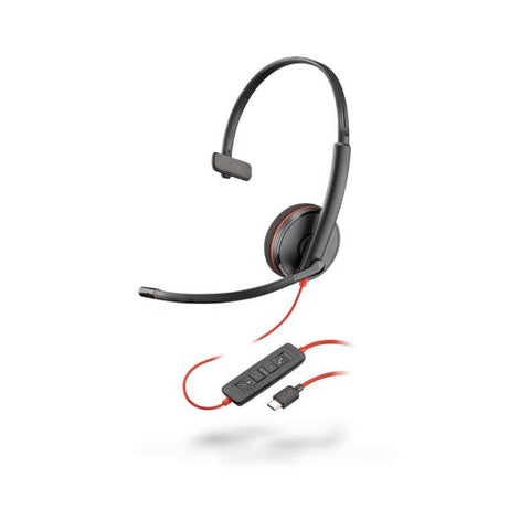 POLY Blackwire C3210 Cuffia Padiglione auricolare USB tipo-C Nero, Rosso