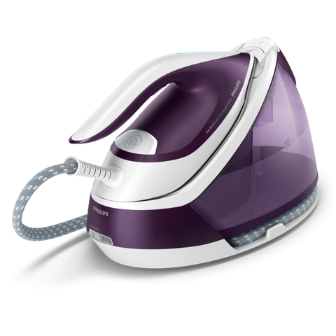 PHILIPS GC7933/30 PERFECTCARE COMPACT PLUS FERRO DA STIRO CON CALDAIA 2400 W COLPO DI VAPORE 450g PRESSIONE 6.5 BAR TECNOLOGIA OPTIMAL TEMP SERBATOIO 15 LT VIOLA/BIANCO