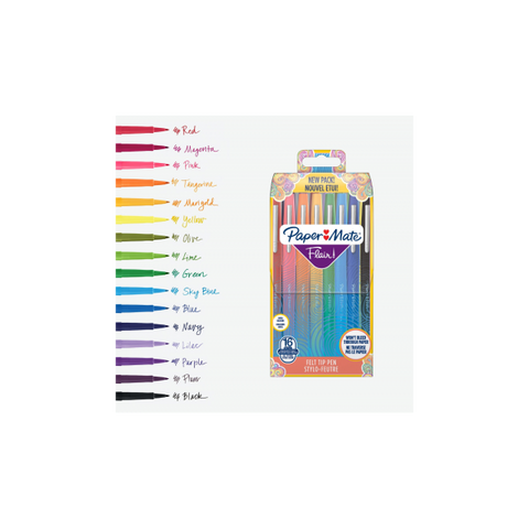 PAPERMATE FLAIR ORIGINAL PENNA PUNTA IN FIBRA 0.7 mm COLORI ASSORTITI CONF 16 Pz.