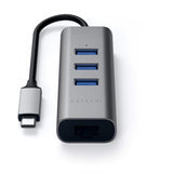 SATECHI HUB IN ALLUMINIO 2 IN1 3 PORTE USB 3.0 TIPO-C CON PORTA ETHERNET COMPATIBILE CON 2018 MACBOOK AIR, 2018 IPAD PRO, 2016/2017/2018 MACBOOK PRO, MICROSOFT SURFACE GO (GRIGIO SIDERALE)
