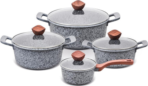 PROMIS Topfset GRANIT, Kochtopf 16 cm, Tpfe 20,24,28 braune Griffe (GR/SET)