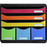 Exacompta 306798D vaso de escritura Plastica Nero, Multicolor (Exacompta Store Box Maxi 6 Drawer Set Open Black/Harlequin - 306798D)