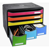 Exacompta 306798D vaso de escritura Plastica Nero, Multicolor (Exacompta Store Box Maxi 6 Drawer Set Open Black/Harlequin - 306798D)