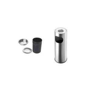 helit Standascher, rund, silber, Durchmesser: 340 mm Hhe: 490 mm, aus Edelstahl, mit Abfallbehlter, Einwurf- (H2516000)