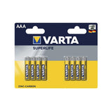 VARTA SUPERLIFE BATTERIA ZINCO CARBONE MINISTILO AAA 1.5 V CONF 8 Pz.