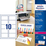 AVERY-ZWECKFORM C32026-25 CONF 250 BIGLIETTINI DA VISITA 84x54 MM PER STAMPANTI LASER/INKJET 270 GR/M2 BIANCO OPACO
