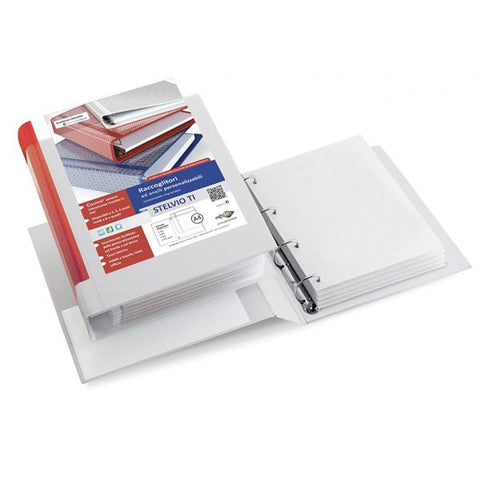 SEI ROTA STELVIO TI RACCOGLITORE PERSONALIZZABILE 4 ANELLI 80MM A Q IN COLPAN 220X300MM A4 DORSO 8 CM COL. BLU