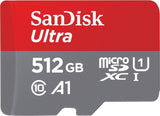 SanDisk microSDHC Ultra 512GB (UHS-1/Cl.10/100MB/s) + Adapter, Tablet (00215485)