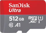 SanDisk microSDHC Ultra 512GB (UHS-1/Cl.10/100MB/s) + Adapter, Tablet (00215485)