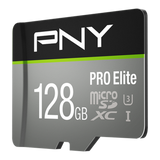 PNY PRO ELITE SCHEDA MICROSDXC DA 128 GB CLASSE 10 UHS-I U3 100 MB/S A1 V30 NERO GRIGIO