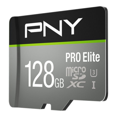 PNY PRO ELITE SCHEDA MICROSDXC DA 128 GB CLASSE 10 UHS-I U3 100 MB/S A1 V30 NERO GRIGIO