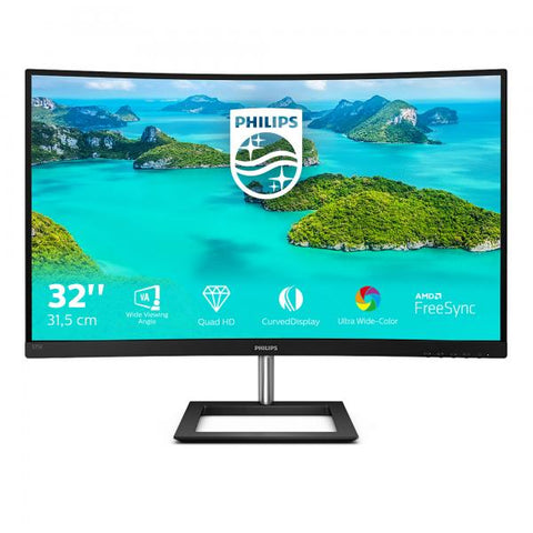 Philips E Line 325E1C/00 Monitor PC 80 cm [31.5] 2560 x 1440 Pixel Quad HD LCD Nero (Philips E-line 325E1C - Monitor a LED - curvato - 32 [31.5 visualizzabile] - 2560 x 1440 QHD @ 75 Hz - VA - 250 cd