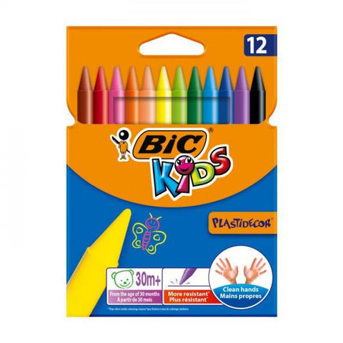 BIC KIDS PLASTIDECOR PASTELLI A CERA COLORI ASSORTITI CONF. 12 Pzas. 