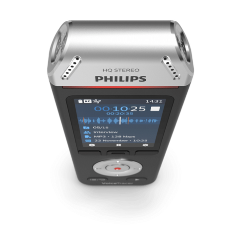 Philips Voice Tracer DVT2110/00 dittafono Flash card Nero, Cromo