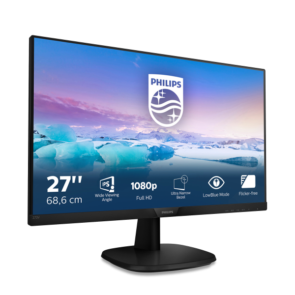 MONITOR PHILIPS 27" LED IPS FORMATO 16:9 CONTRASTO 1.000:1 1xVGA 1xHDMI 1xDVI BLACK ITALIA 273V7QDSB/00