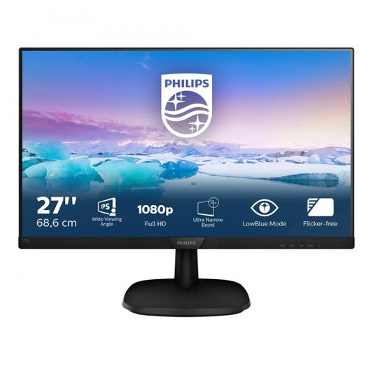 MONITOR PHILIPS 27" LED IPS FORMATO 16:9 CONTRASTO 1.000:1 1xVGA 1xHDMI 1xDVI BLACK ITALIA 273V7QDSB/00