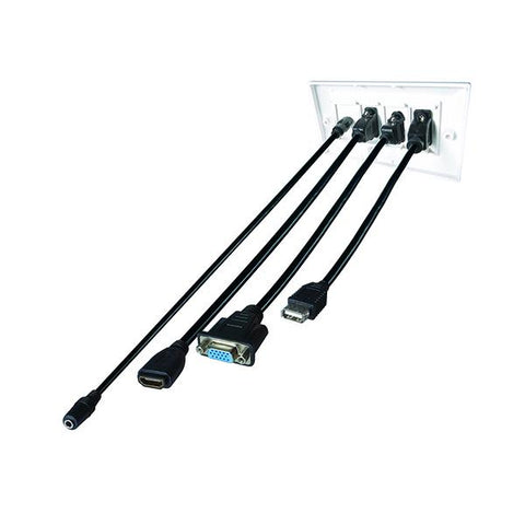 CONNEkT Gear 20-1100 Placca copripresa e copri interruttori Bianco (10M AV SNAP-IN MODULAR CABLE KI - HDMI/VGA/USB TYPE B/3.5MM + USB)