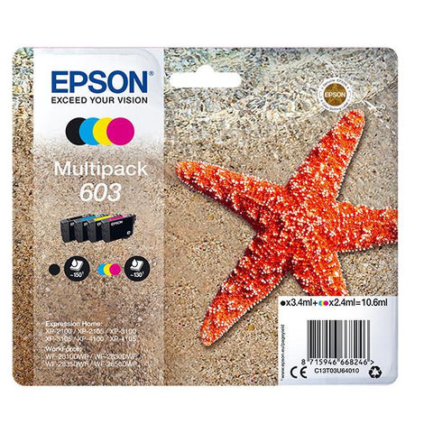 EPSON 603 STELLA MARINA MULTIPACK CONFEZIONE DA 4 NERO GIALLO CIANO MAGENTA