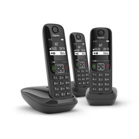 GIGASET AS690 TRIO CORDLESS DECT + 2 AGGIUNTIVI BLACK