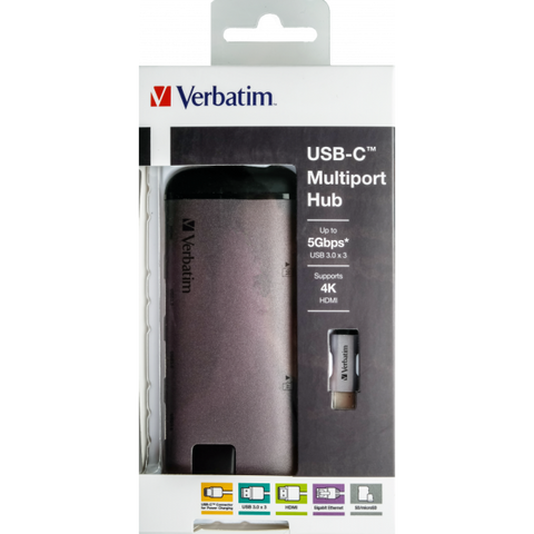 VERBATIM HUB USB-C MULTIPORTA USB 3.1 U 3x 3.0 -HDMI-CARD/RJ45 GIGABIT
