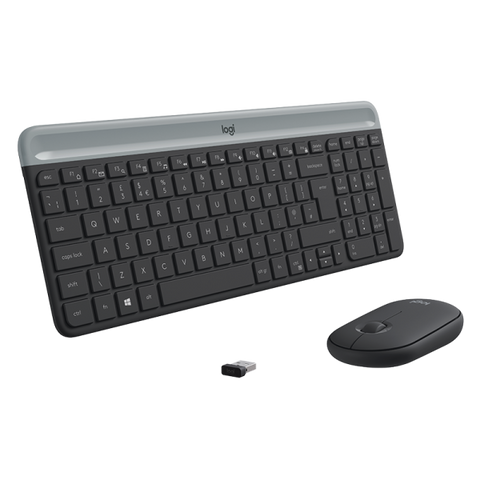 LOGITECH MK470 COMBO SLIM WIRELESS MOUSE E TASTIERA 2.4 GHZ 1.000 DPI QUERTY CECO SLOVACO GRAFITE GRIGIO