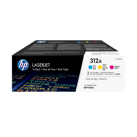 PACK TONER HP 312A CIANO + GIALLO + MAGENTA PARA ESTAMPACIONES LASER HP