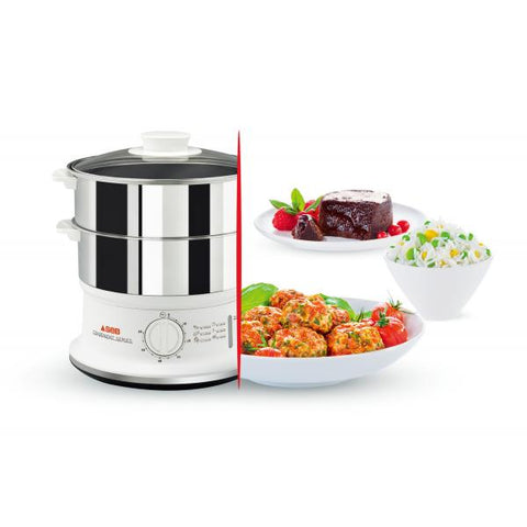 Tefal VC1451 pentola a vapore 2 cestello/i Acciaio inossidabile, Bianco Superficie piana