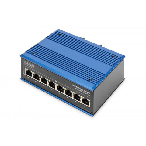 Digitus Switch di rete Gigabit Ethernet a 8 porte, industriale, non gestito (INDUSTRIAL 8-PORT GIGABITSWITCH - DIN RAIL EXTENDED TEMP RANGE)