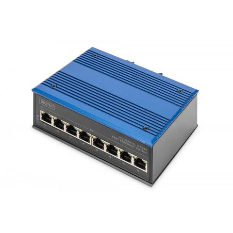 Digitus Switch di rete Fast Ethernet a 8 porte, industriale, non gestito, 1 uplink RJ45 (INDUSTRIAL 8-PORT 10/100 SWITCH - DIN RAIL EXTENDED TEMP RANGE)