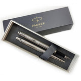 PARKER JOTTER DUO SET CON PENNA A SFERA E STILOGRAFICA IN ACCIAIO FINITURA CROMATE INCHIOSTRO BLU
