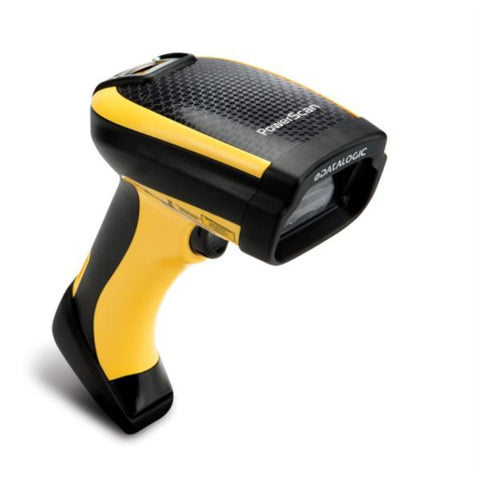 DATALOGIC POWERSCAN 9501 LETTORE DI CODICI A BARRE PORTATILE WIRELESS 1D/2D 433MHz CON CAVO E SENZA CAVO INTERFACCIA RS-232, RS-485, USB NO ACCESSORI NERO/GIALLO