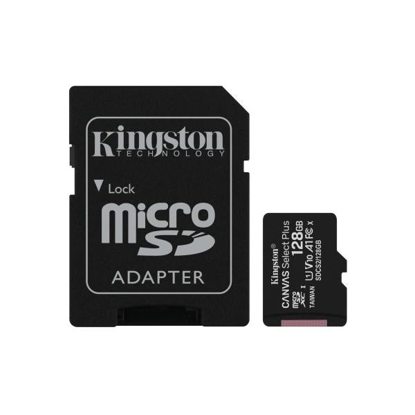 MICRO SD KINGSTON 128GB CL10 UHS-I CON ADATT 100MB/S LET.85MB/S SCRIT.